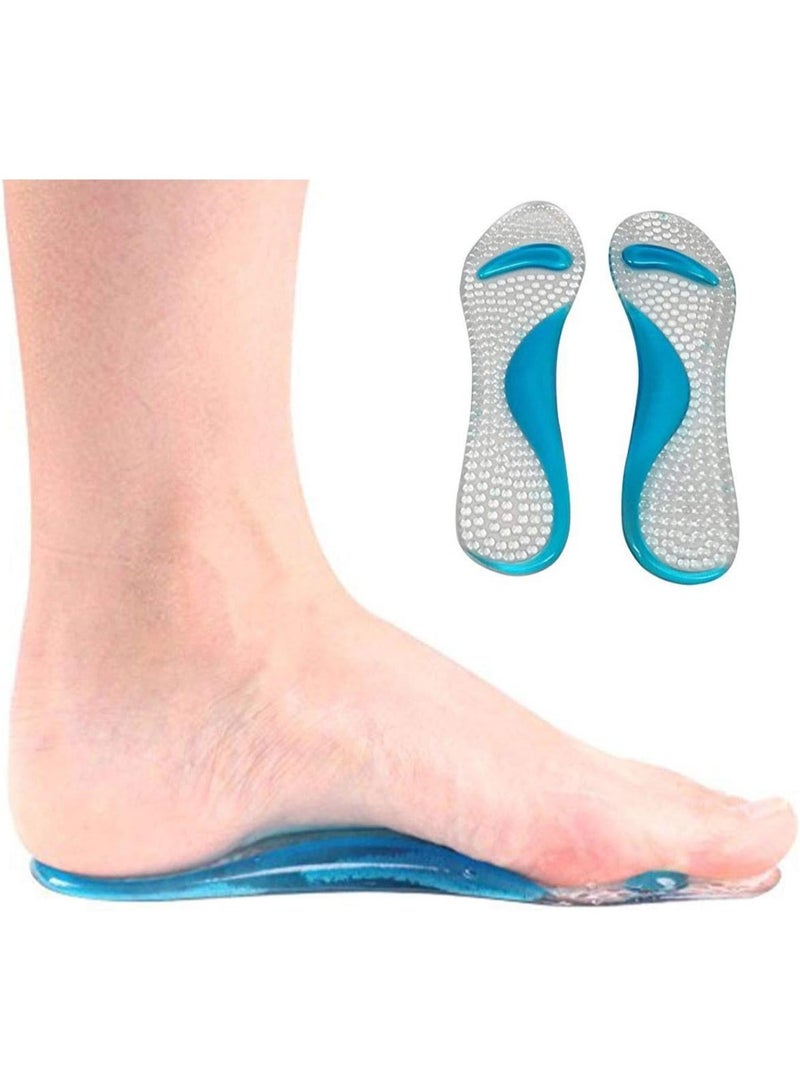 نعل داخلي من جل السيليكون لدعم قوس القدم للجنسين  - يخفف الألم الناتج عن التقوس العالي/التهاب اللفافة الأخمصية / القدم المسطحة - نعل موسد للحذاء مضادة للانزلاق لتصحيح القدم، (زوج واحد) - Image 1